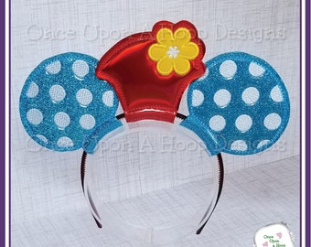 Retro Ms Mouse Hat and Polka-Dot MEars (3 Pieces) ITH Digital Machine Embroidery Design - INSTANT Download