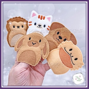 Finger Puppets: Squish Pets Pack of 5 ITH Digital Machine Embroidery Design - INSTANT DOWNLOAD