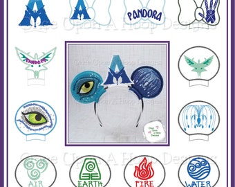 ACE Blue People MEars 12-piece Set ITH Digital Machine Embroidery Design - INSTANT Download