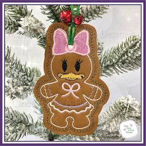 Ms Flower Duck Gingerbread Ornament ITH Digital Machine Embroidery Design - INSTANT Download