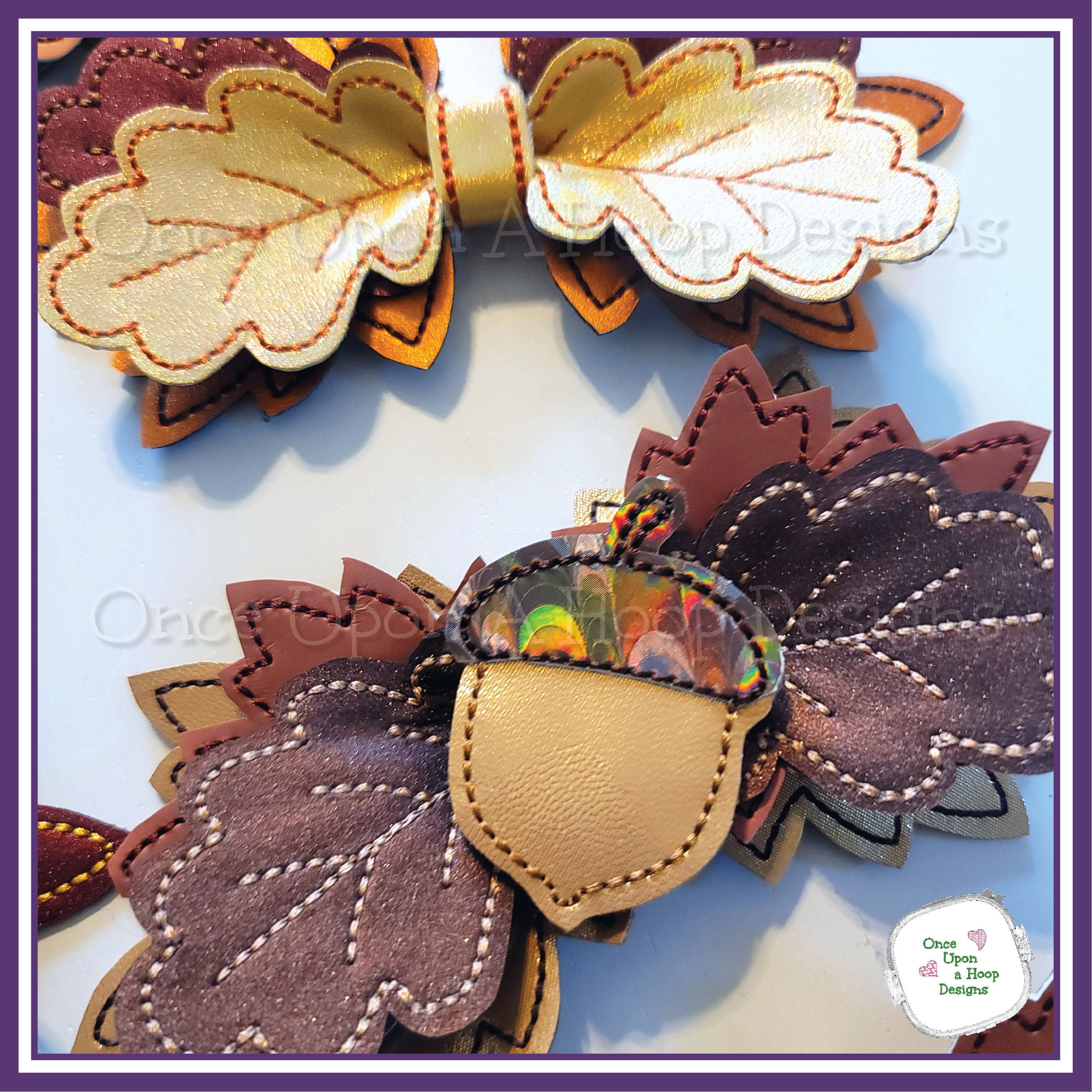 3D Double Fall Leaf Hair Bow Digital Machine Embroidery Design ...