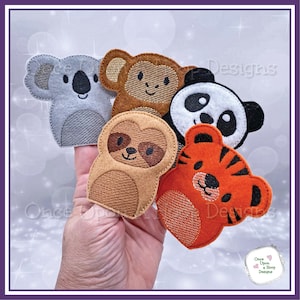 Finger Puppets: Squish Jungle Pack of 5 ITH Digital Machine Embroidery Design - INSTANT DOWNLOAD