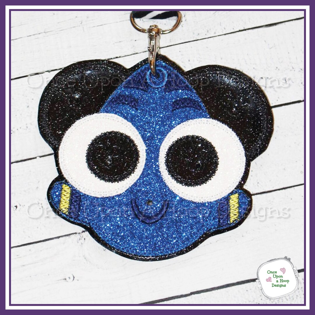Baby Forgetful Blue Tang Fish Pin Holder Lanyard ITH Digital Machine ...