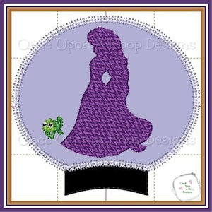 Long Hair Princess Silhouette MEar Add-on ITH Digital Machine Embroidery Design - INSTANT DOWNLOAD