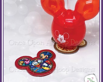 Posavasos/alfombrilla para taza con apliques de Mr Mouse (diseño de bordado digital a máquina - Descarga instantánea)