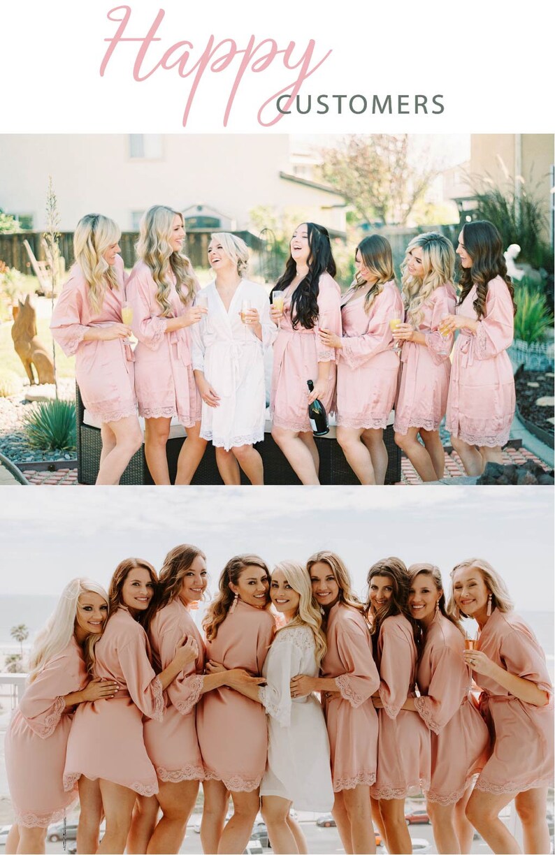 Burgundy Bridesmaids Robes With Lace Champagne Bridesmaid Etsy