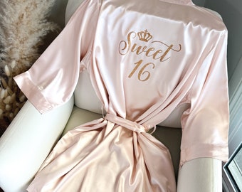 Sweet Sixteen Robe Custom Glitter, Quinceañera Robe, Silk Personalized Quinceañera Robe, Mis Quince Robe, Quince Birthday Robes