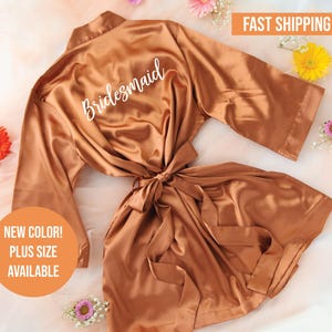Terracotta Bridesmaid Robes Bridal Party Robes Personalized Bridal Robes For Bridesmaids and Maid of Honor Bridesmaid Proposal Gifts, Copper