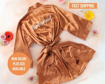 Terracotta Bridesmaid Robes Bridal Party Robes Personalized Bridal Robes For Bridesmaids and Maid of Honor Bridesmaid Proposal Gifts, Copper