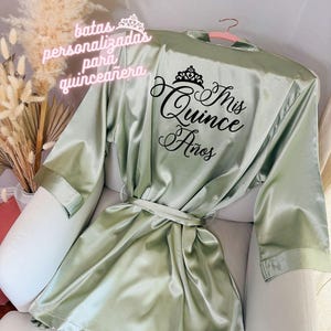 Sage Quinceañera Robe, Glitter Personalized Mis Quince Robe, Sweet Sixteen Robe Custom Glitter, Mis Quince Robe, Quince Birthday Robes