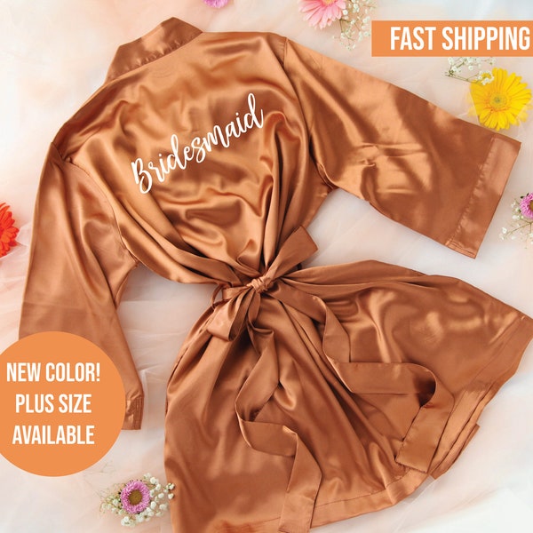 Terracotta Bridesmaid Robes Bridal Party Robes Personalized Bridal Robes For Bridesmaids and Maid of Honor Bridesmaid Proposal Gifts, Copper