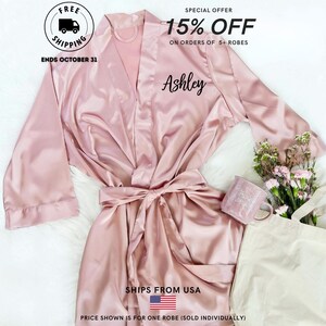 Silky Satin Robe Women, Personalized Robes, Bachelorette Party Robes, Bridesmaid Proposal Robes, Wedding Getting Ready Robes