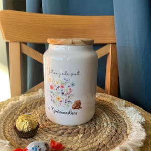 Pot à cookies/sucre/farine/bonbons personnalisé - Boîte à biscuits - pot céramique personnalisable- idée cadeau nounou / mamie