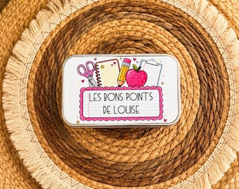 Boite à bons points, boité métal personnalisée, boite rangement, école