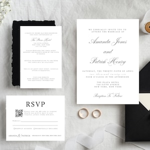 Classic Wedding Invitation Template Bundle, Editable Invite Suite with RSVP & Details Card, Elegant Printable Set, Instant Download