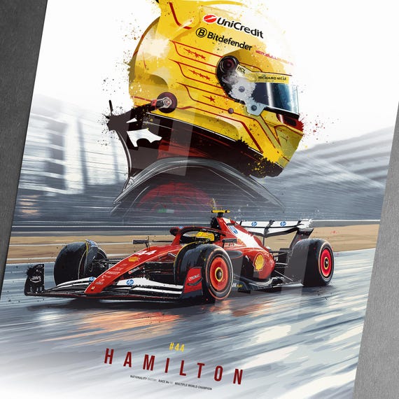 Ferrari SF-23 ポスター　2025年HAMILTON Lewis Hamilton 2025 Ferrari Art Print: Motorsport Wall Decor - Etsy