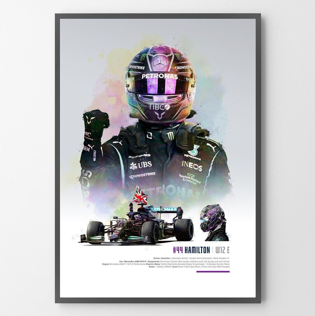 Poster Sur Toile Lewis Hamilton 7 - 60 X 90 Cm - Décoration Chambre, Bureau - Impression Haute Qualité, Toile - 2