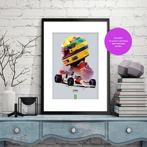 Ayrton Senna F1 Car and Helmet Poster Print Mclaren Wall Art Gift Illustration, Painting Unframed image 3