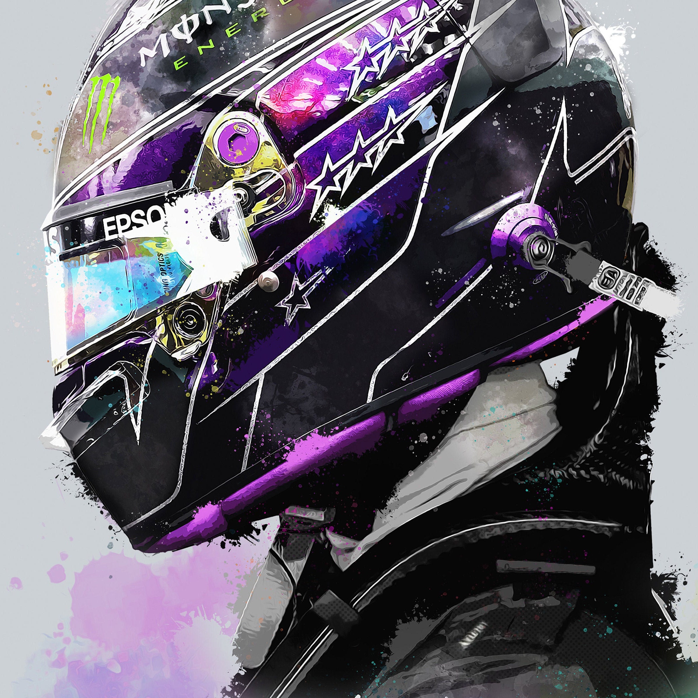 Lewis Hamilton F1 Car & Helmet Formula One Poster Print | Etsy