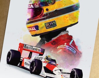 Ayrton Senna Poster, Mclaren Car Wall Art Print Birthday Gift Decor for Home Office Bedroom or Garage