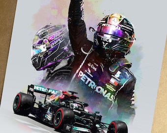 Lewis Hamilton Poster Mercedes Car Wall Art Birthday Gift for Motorsport Fan Print for Home Bedroom Garage Mancave