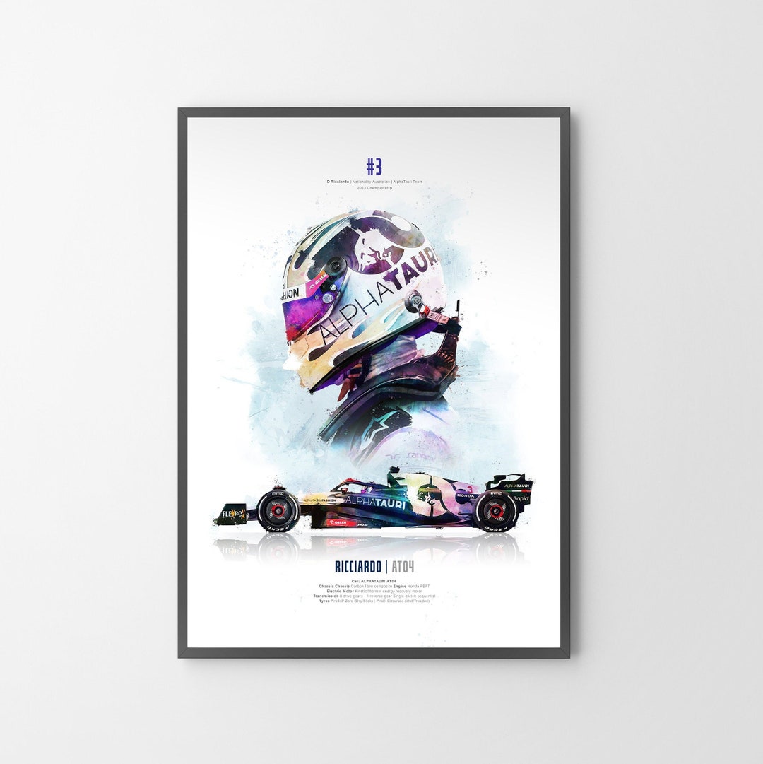 Daniel Ricciardo F1 Poster Print, Wall Art unframed Illustration