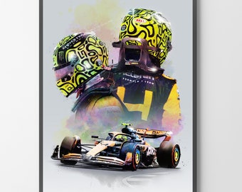 2024 Lando Norris F1 Poster, F1 Print, F1 Wall Art Illustration (Unframed) Mclaren Formula 1 Car Prints, Handmade Birthday Gift, Home Decor