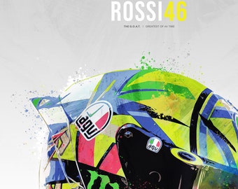 Valentino Rossi MotoGP Helmet Poster Print (Unframed) Illustration, Wall  Art Gift, Yamaha Bike, Home Office Decor