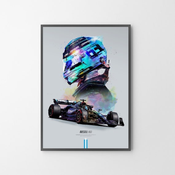 2023 George Russell Mercedes F1 W14 poster print, Formula 1 poster