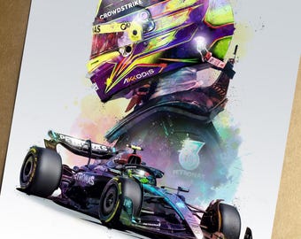 Lewis Hamilton Poster Mercedes Car Print Lewis Hamilton Wall Art Gift