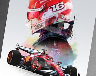 Charles Leclerc Poster 2025 Ferrari Car Print Charles Leclerc Wall Art Birthday Gift