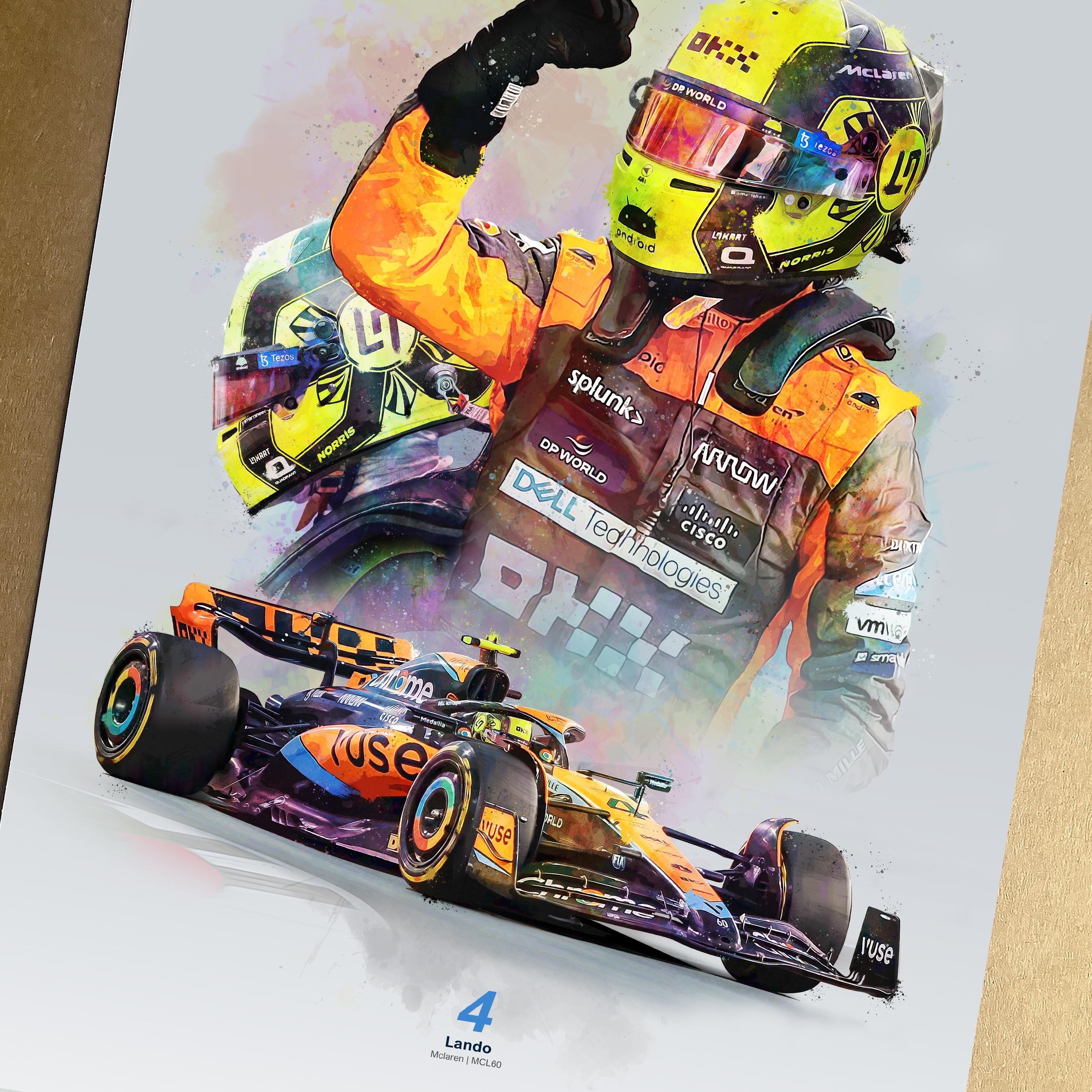 Lando Norris Poster Mclaren Car Print Lando Norris Wall Art Gift