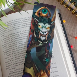 Warcraft bookmark, World of Warcraft bookmark, Warcraft wolf bookmark, horde bookmark, video game bookmark, video game art, gift for readers