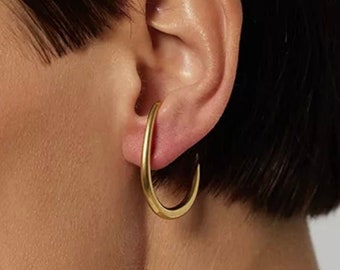 Minimalist 18k Gold plated Hoop Stud Earring | Fake conch piercing | Illusion piercing | Minimalist and very Stylish Earrings