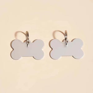 Engravable Bone Dog Name Tag, Chipping Number, Dog Collar Aluminium or Brass Bone Shaped Dog Tag