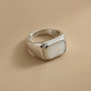 Perlmutt Siegelring, Gold/Silber Unisex Edelstahl