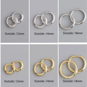 Hoop earrings in Recycled certified 925 sterling silver & 18k gold vermeil in 12mm, 14mm, 18mm. High quality gift and everyday earrings!