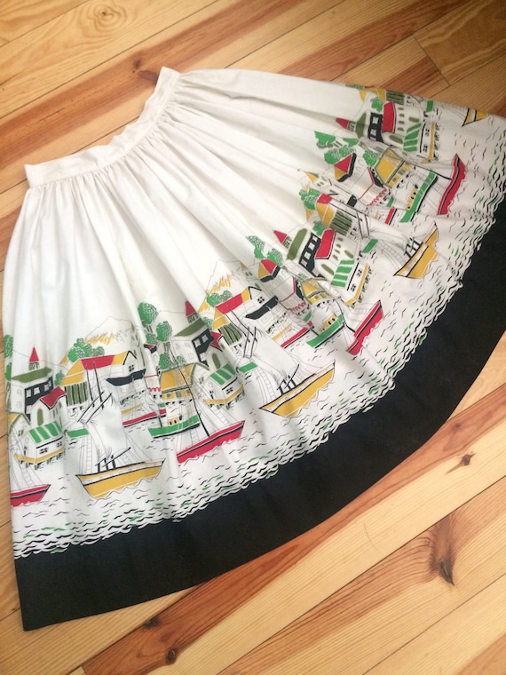 1950's vintage sail boat novelty skirt skirt.