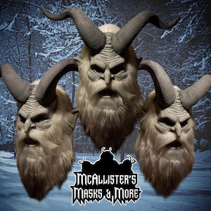 Bearded Krampus Latex Mask or Wall Mounted Head