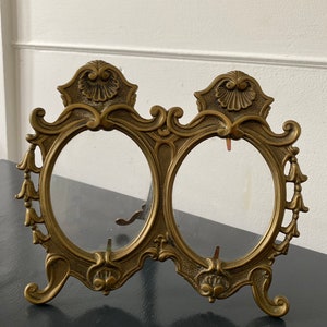 Antique brass double picture frame