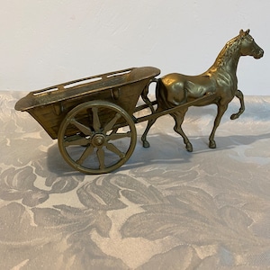 Vintage Messing Pferd und Wagen
