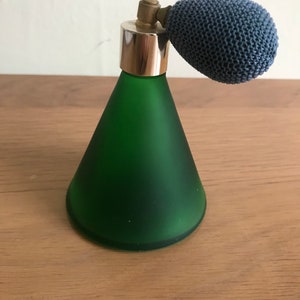 Green Vintage Frosted  Glass Perfume Bottle
