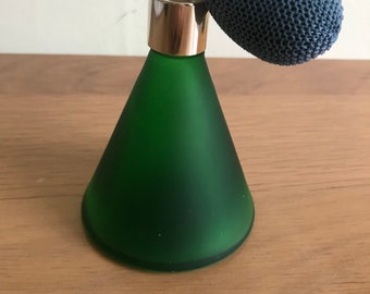 Green Vintage Frosted  Glass Perfume Bottle