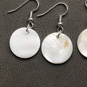 Handmade Native American made beautiful mother of pearl disc shaped earrings image 1