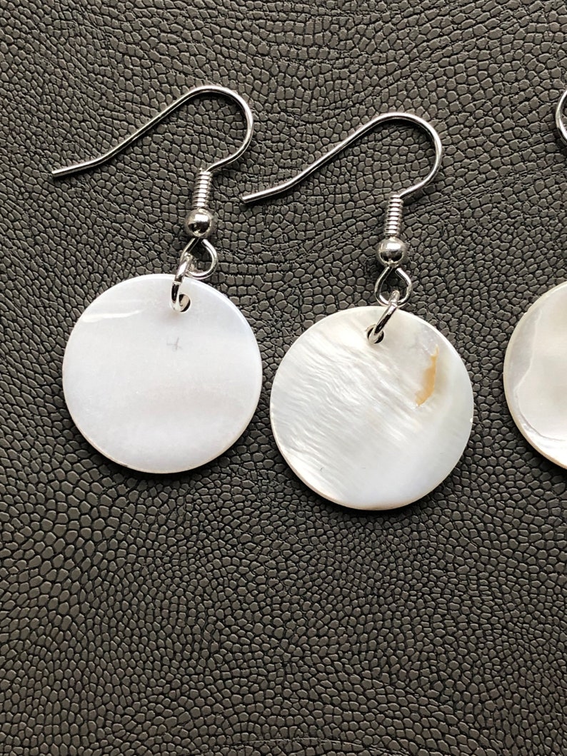 Handmade Native American made beautiful mother of pearl disc shaped earrings image 1