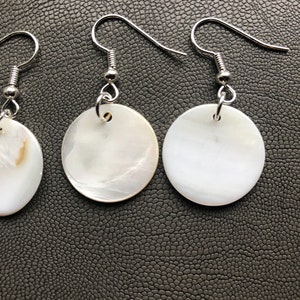 Handmade Native American made beautiful mother of pearl disc shaped earrings image 2