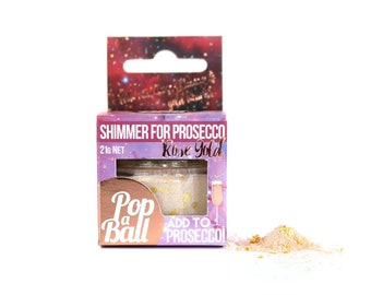 Rose Gold Drink Shimmer for Prosecco | Raspberry Prosecco Shimmer with gold hearts | Bubbly, champagne, G&Ts | Pimp Your Prosecco Gifts