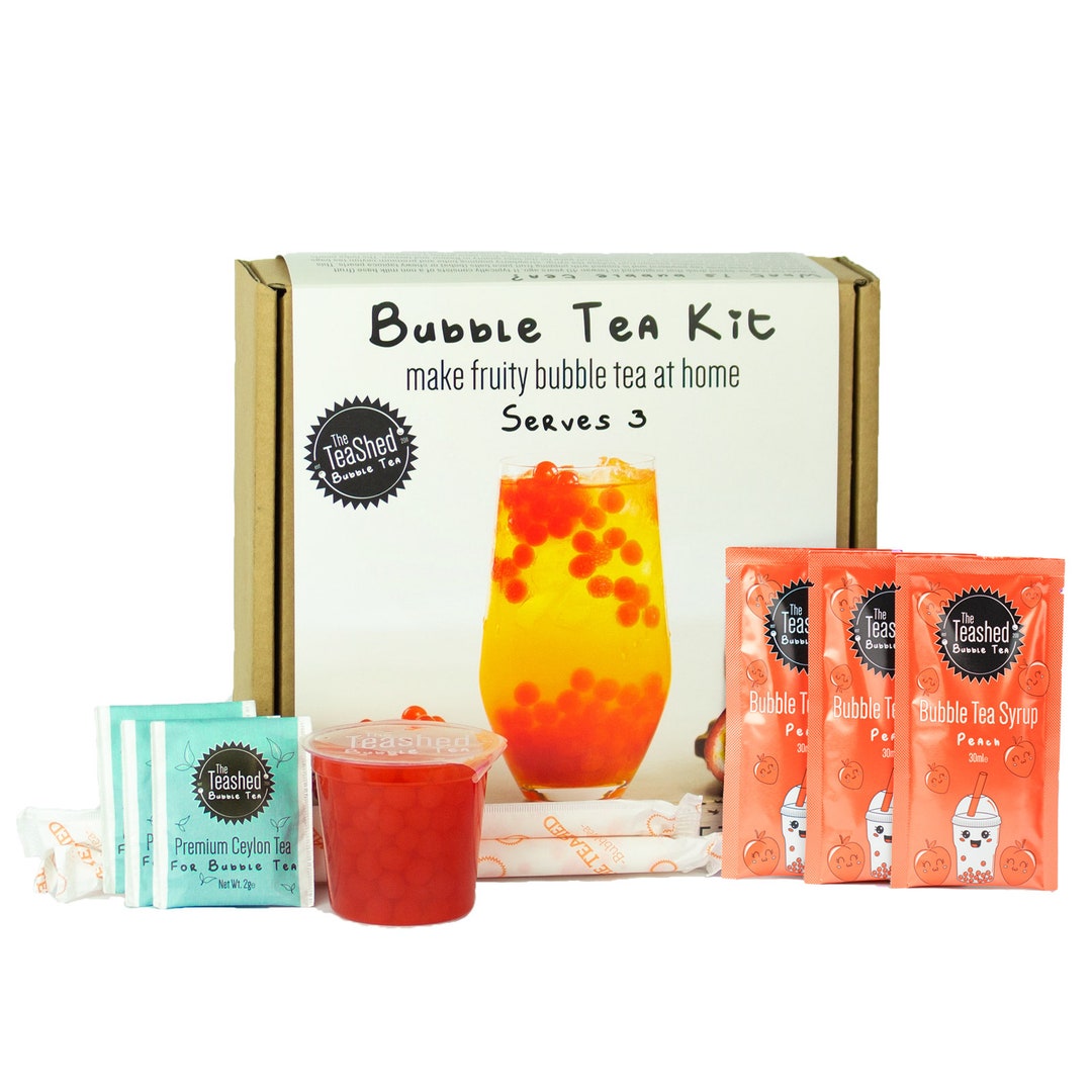Fruity Bubble Tea Kit Gift Box 3 Servings Peach Syrup Etsy UK