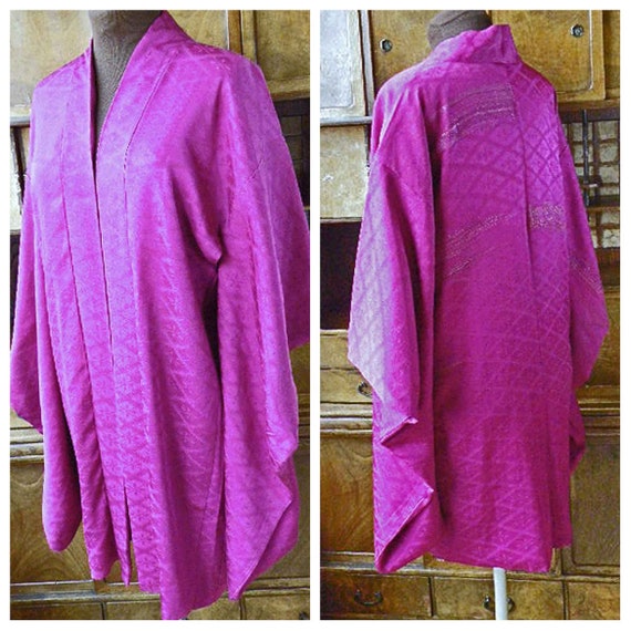 Vintage Japanese Silk Kimono Robe – Magenta Kimono