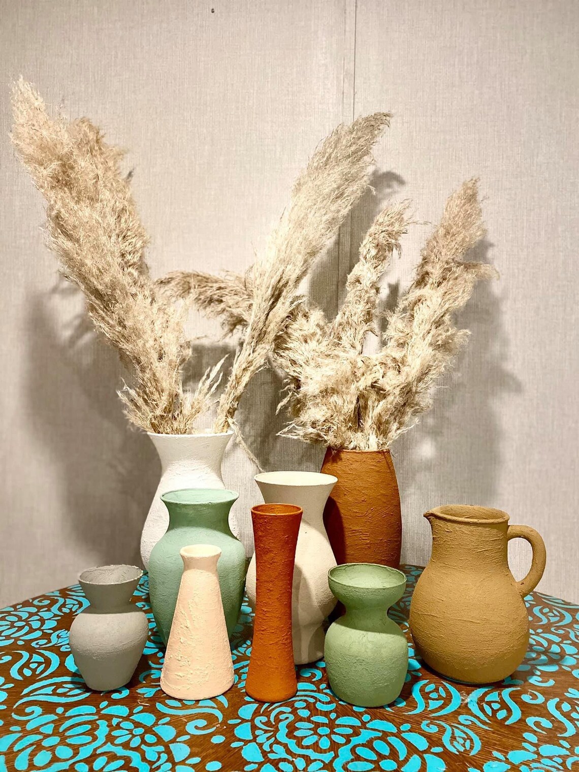 Glass Painted Vases. Boho Vases. Clay Glass Vases. Etsy